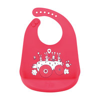 Нагрудник силиконовый мягкий Bib Pocket, Happy Baby, красный