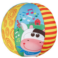 Мягкая игрушка "Музыкальный мячик, с коровкой", Chicco