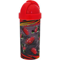 Фляга с крышкой и трубочкой (400 мл), Тачки -