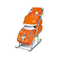 Санки-коляска Ника детям 6 Мышонок на санках, оранжевый