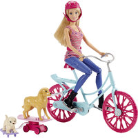 Кукла Barbie на велосипеде с питомцем Mattel