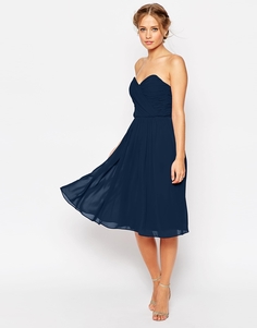 Шифоновое платье‑бандо миди ASOS WEDDING - Телесный
