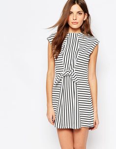 Платье с принтом в полоску и завязками на талии Vero Moda - Многоцветная полоска