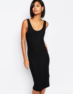 Трикотажное платье миди в рубчик Vero Moda - Черный