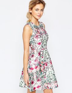 Платье с пышной юбкой и цветочным узором Ted Baker - Кремовый