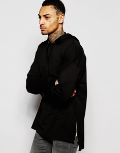 Oversize-лонгслив с капюшоном и молниями ASOS - Черный