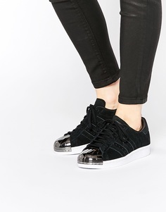 Черные кроссовки в стиле 80‑х с металлической вставкой на носке adidas Originals Superstar - Черный