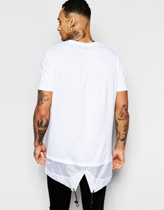 Длинная белая футболка с ассиметричным низом ASOS - Белый