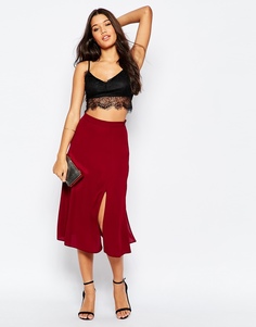 Мягкая юбка миди ASOS - Burgundy