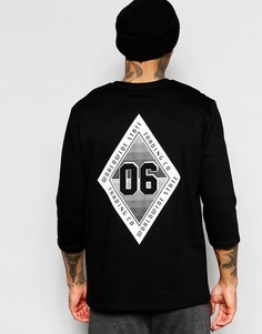 Свитшот с укороченными рукавами и принтом номера ASOS - Черный