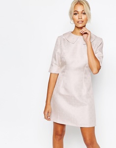 Парчовое платье‑трапеция с воротником Fashion Union - Розовый