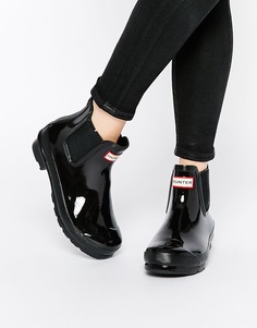 Черные лакированные ботинки челси Hunter Original - Черный глянцевый