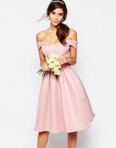 Платье миди для выпускного с пышной юбкой Chi Chi London - Свадебная роза