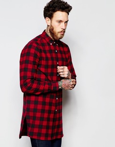 Удлиненная рубашка в клетку ASOS - Burgundy