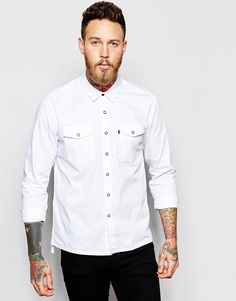 Белая джинсовая рубашка с 2 карманами Levi's Line 8Trucker - Стойкий белый