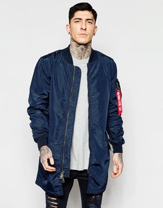 Темно-синяя куртка-пилот удлиненного кроя Alpha Industries MA1 - Синий