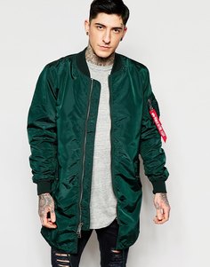 Зеленая куртка-пилот удлиненного кроя Alpha Industries MA1 - Темный сине-зеленый