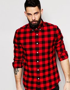 Рубашка в клетку с длинными рукавами ASOS - Красный