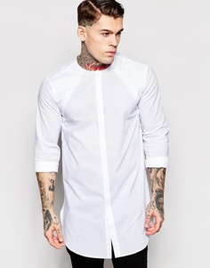 Длинная рубашка со скрытой планкой и длинными рукавами ASOS - Белый