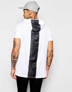 Удлиненная футболка с капюшоном и сетчатой вставкой сзади ASOS - Белый