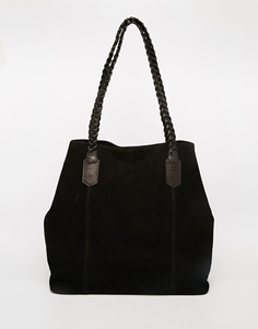 Замшевая сумка-шоппер с плетеным ремешком ASOS - Черный