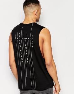 Футболка без рукавов с принтом на спине ASOS - Черный