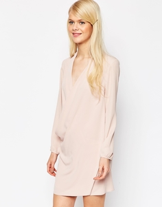 Платье-туника с запахом и драпировкой спереди ASOS - Розовый