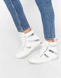 Высокие блестящие кроссовки Love Moschino - Белый блестящий