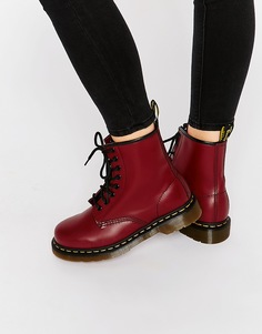 Вишневые ботинки с 8 люверсами Dr Martens - Вишнево-красный