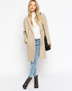 Пальто из ткани с начесом ASOS - Stone