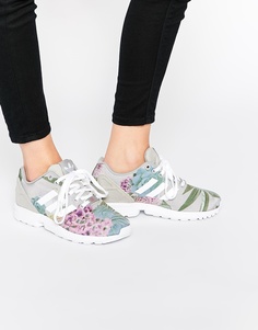 Кроссовки с цветочным принтом adidas Originals ZX Flux - Однотонный серый