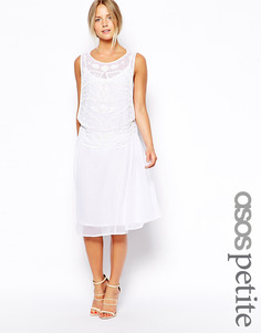 Свободное платье миди с отделкой эксклюзивно для ASOS PETITE - Белый
