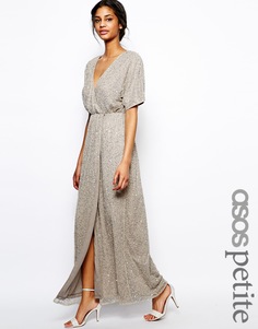 Платье макси с рукавами-кимоно и пайетками ASOS PETITE
