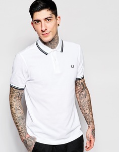 Футболка-поло кроя слим с контрастной отделкой Fred Perry - Белый