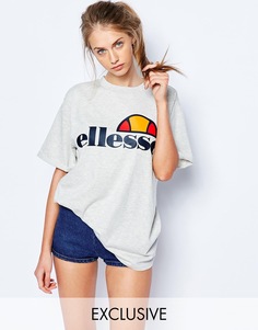 Oversize-футболка бойфренда с логотипом спереди Ellesse - Oatmal