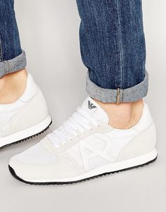 Беговые кроссовки с логотипом Armani Jeans - Белый