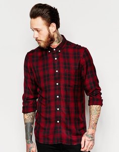 Рубашка в клетку из вискозы классического кроя ASOS - Burgundy
