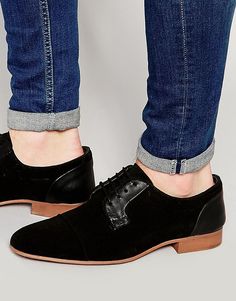 Черные замшевые туфли дерби с кожаными вставками ASOS - Черный