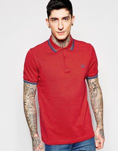 Футболка-поло кроя слим с контрастной отделкой Fred Perry - Насыщенный красный меланж