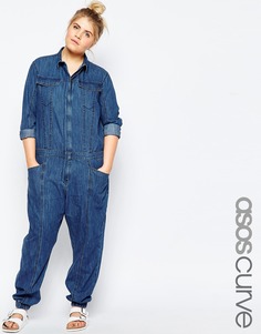 Джинсовый комбинезон на молнии спереди ASOS CURVE - Синий