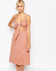 Платье миди 2 в 1 с бантом спереди Fashion Union - Розовый