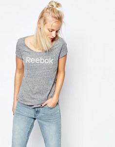 Облегающая футболка с классическим логотипом Reebok - Серый