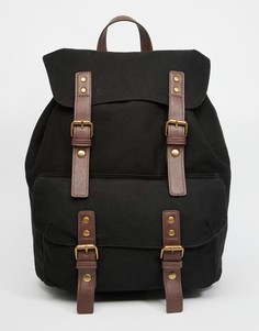 Черный брезентовый рюкзак с контрастными лямками ASOS - Черный