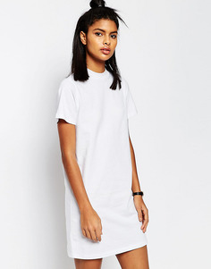 Платье-футболка с высокой горловиной ASOS - Белый