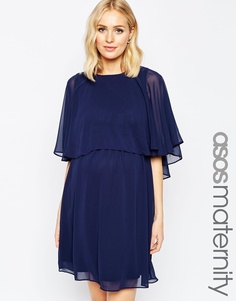 Короткое приталенное платье для беременных с накидкой ASOS Maternity - Слоновая кость