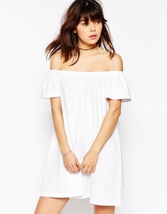 Платье мини с открытыми плечами ASOS Gypsy - Белый