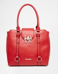 Красная сумка-тоут с металлическими буквами Love Love Moschino - 513 красный