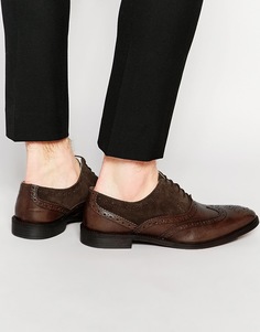 Коричневые кожаные оксфордские туфли с замшевыми вставками ASOS - Коричневый