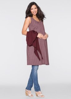 Мода для беременных: платье без рукавов + болеро (2 изд.) (кленово-красный/цвет белой шер) Bonprix
