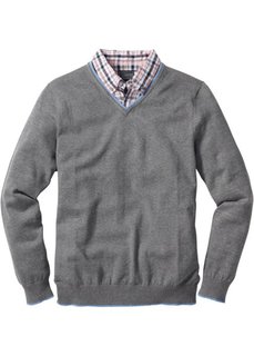 Пуловер покроя Regular Fit 2 в 1 (нежно-голубой меланж) Bonprix